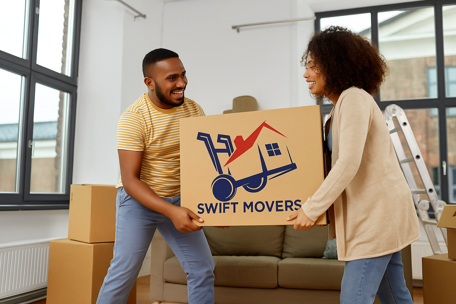 Professional movers loading truck