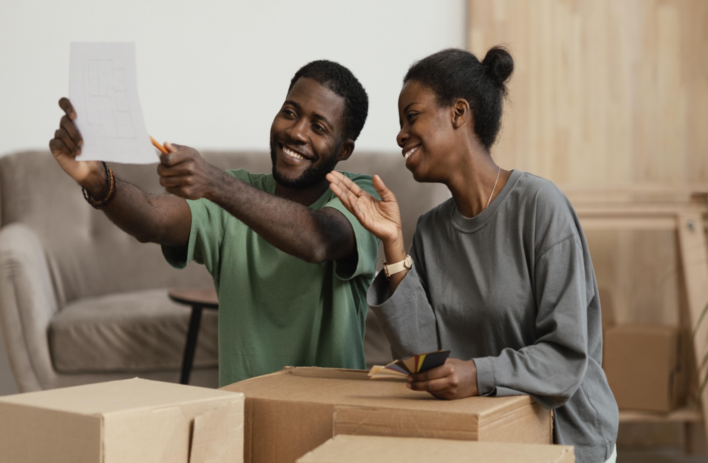 Happy family after move